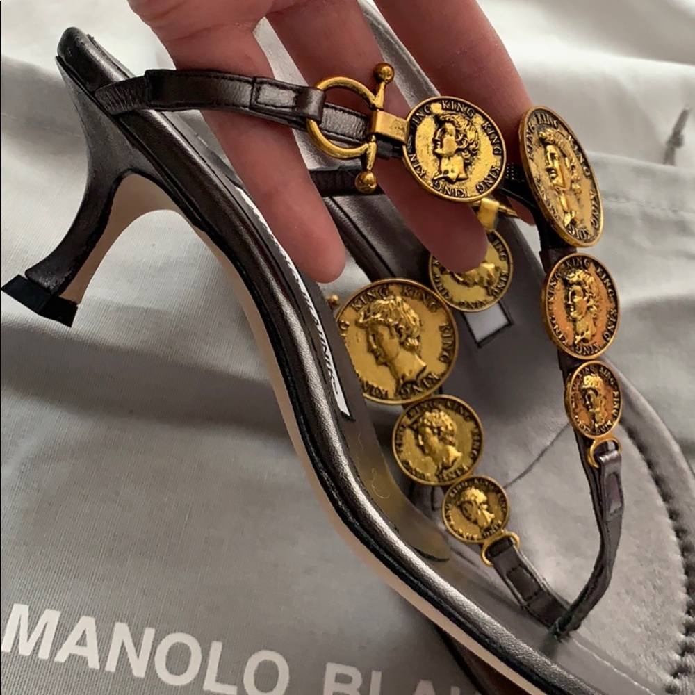 NEW Manolo Blahnik Monete Sandal 50mm - Picture 2 of 8